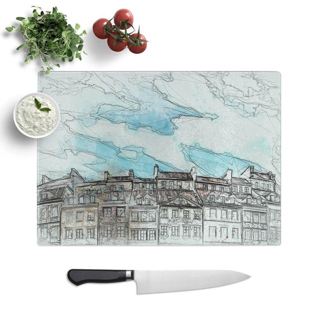 Tempered Glass Warsaw Old Town in Poland in Abstract Chopping Board East Urban Home Size: 28.5 cm W x 20 cm L on Productcaster.