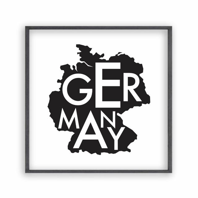 'Germany Map' Typography East Urban Home Size: 30 cm H x 30 cm W x 2.5 cm D, Frame Options: Black Oak Frame on Productcaster.