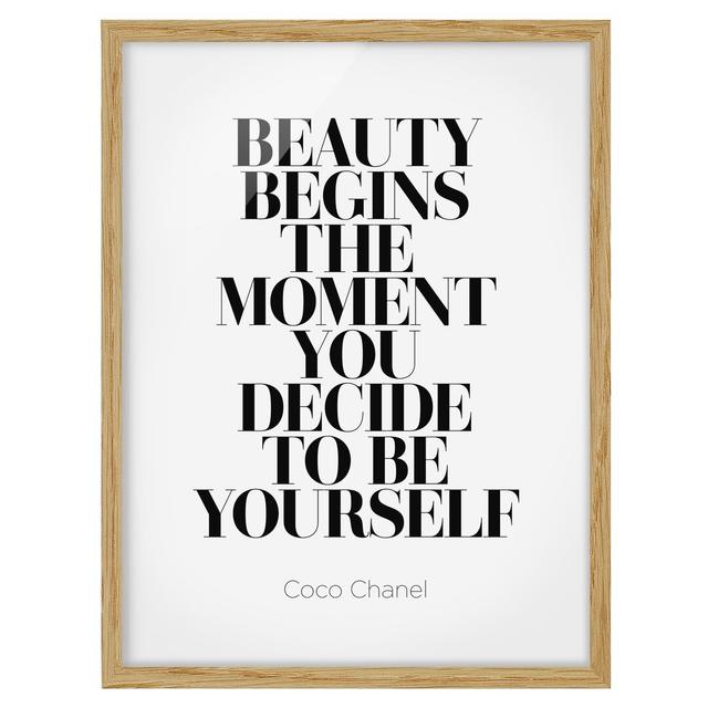 Be Yourself Coco Chanel - Picture Frame Typography Maturi Size: 55cm H x 40cm W x 2cm D, Frame Option: Brown Framed on Productcaster.