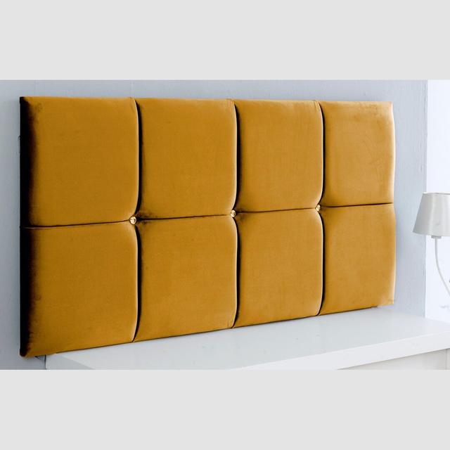 Shields Upholstered Headboard Rosdorf Park Size: Small Single (2'6), Colour: Turmeric on Productcaster.