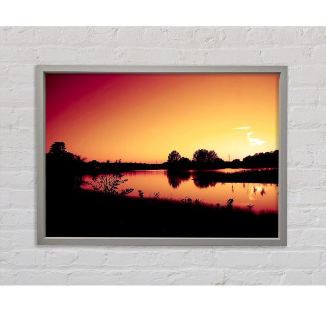 Lake At Sunset - Single Picture Frame Art Prints Brayden Studio Format: Dark Grey Framed Canvas, Size: 100cm H x 141.4cm W x 3.3cm D on Productcaster.