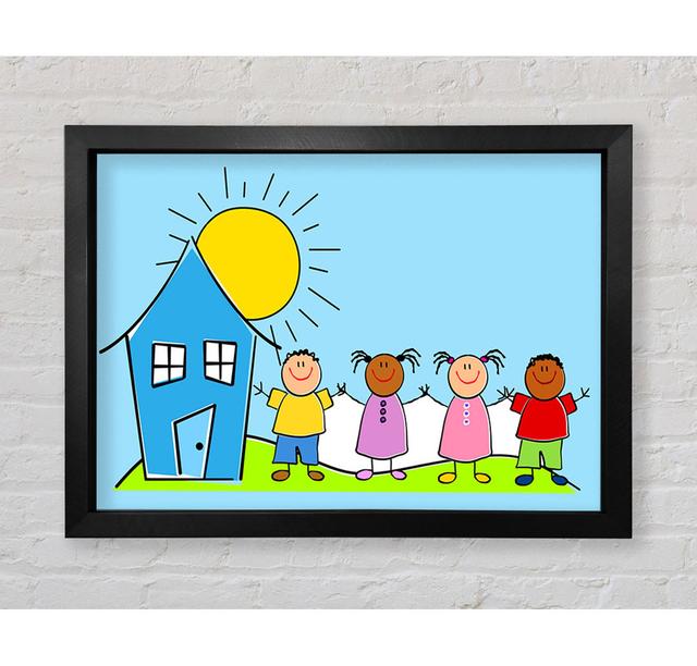 Happy Children in the Sun - Single Picture Frame Art Prints Harriet Bee Size: 42.1cm H x 59.7cm W, Colour: Baby Blue on Productcaster.