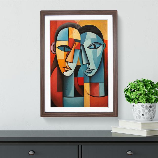 Two Men In Love Cubism No.2 - Single Picture Frame Print on Wood Metro Lane Format: Walnut Framed, Size: 64cm H x 46cm W on Productcaster.