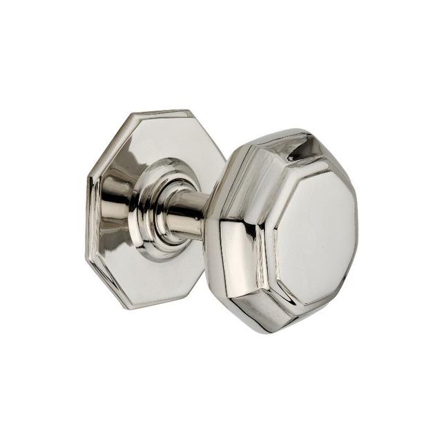 Octagonal Centre Door Knob Spira Brass Finish: Polished Nickel on Productcaster.