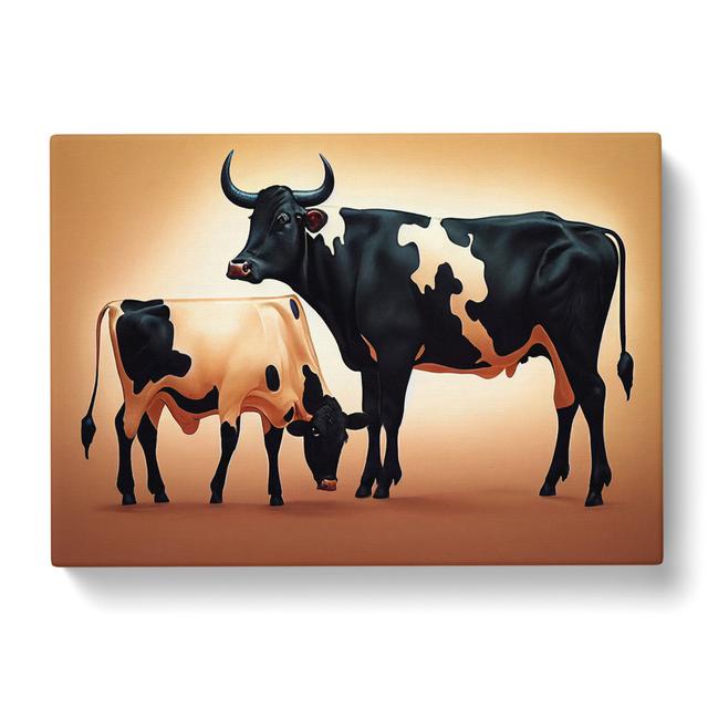 Two Cows - Wrapped Canvas Graphic Art Brambly Cottage Size: 50cm H x 76cm W x 3cm D on Productcaster.