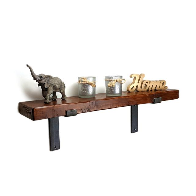 Godeleine Walnut Solid Wood Bracket Shelf with Reclaimed Wood Union Rustic Size: 24cm H x 220cm W x 14.5cm D, Finish: Dark Oak on Productcaster.