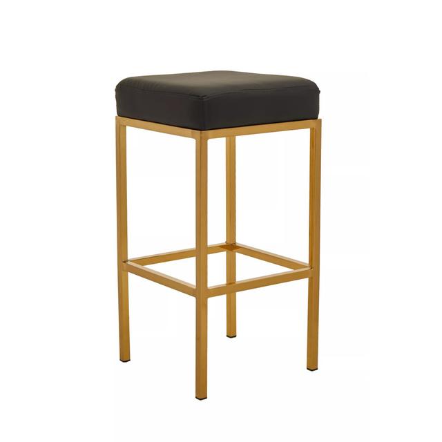 Avitable 69cm Bar Stool Canora Grey Upholstery Colour: Black, Base Colour: Gold on Productcaster.