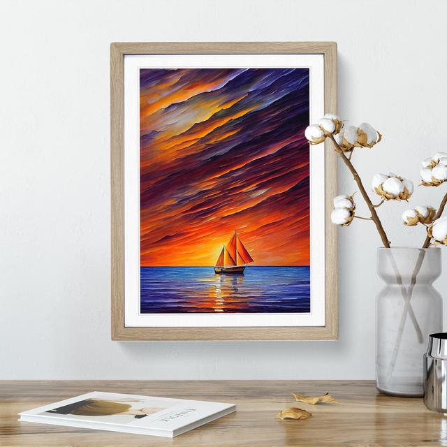 Boats Under The Sunset No.5 House of Hampton Size: 46cm H x 34cm W x 2cm D, Frame Colour: Oak on Productcaster.