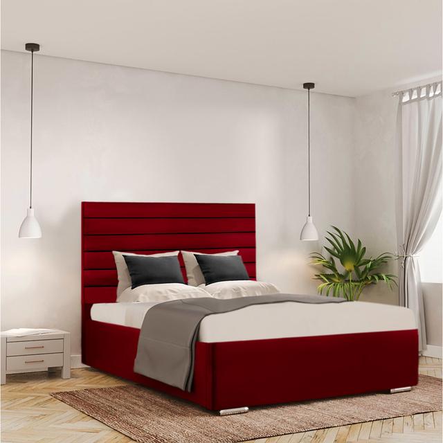 Badhir Upholstered Storage Bed Canora Grey Colour: Red, Size: Kingsize (5') on Productcaster.