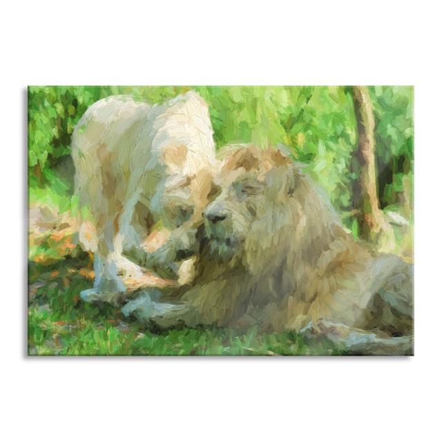 Lion Couple in Love - Unframed Painting on Glass Latitude Vive Size: 60cm H x 80cm W x 0.4cm D on Productcaster.