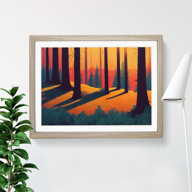 Bold Summer Forest Sunset Vol.3 - Single Picture Frame Print Alpen Home Frame Colour: Oak Framed, Size: 46cm H x 64cm W x 2cm D on Productcaster.