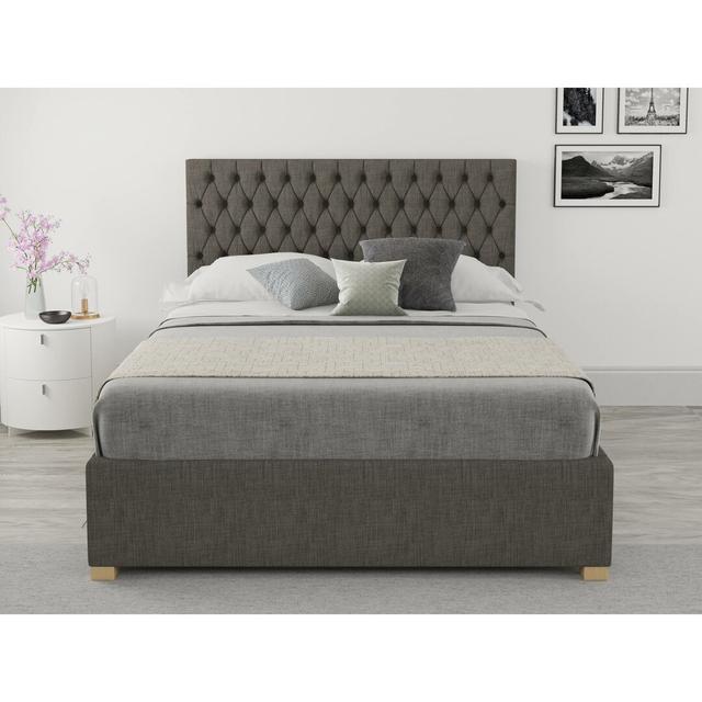 Central City Upholstered Ottoman Bed Brambly Cottage Mattress Size: Small Double (4'), Colour: Slate on Productcaster.