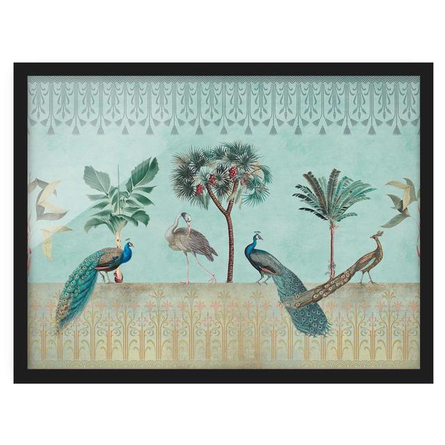 Vintage Collage - Tropical Birds with Palm Trees - Picture Frame Graphic Art Bay Isle Home Frame Option: Black, Size: 40cm H x 55cm W x 2cm D on Productcaster.