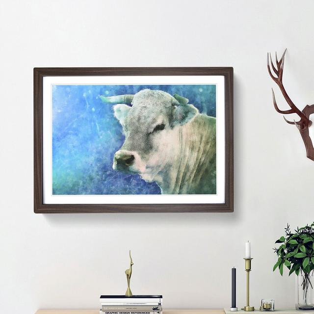 Cow in the Meadow with Blue Light - Picture Frame Painting Print East Urban Home Frame Option: Walnut Framed, Size: 24cm H x 33cm W x 2cm D on Productcaster.