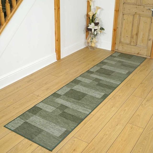 Tuba Geometric Hand Woven Green/Grey Area Rug Latitude Run Rug Size: Runner 66 x 480cm on Productcaster.