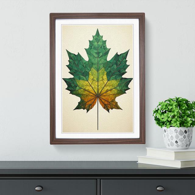 Leaf Geometric No.3 - Single Picture Frame Print on Wood Marlow Home Co. Size: 46cm H x 34cm W x 2cm D, Format: Walnut on Productcaster.