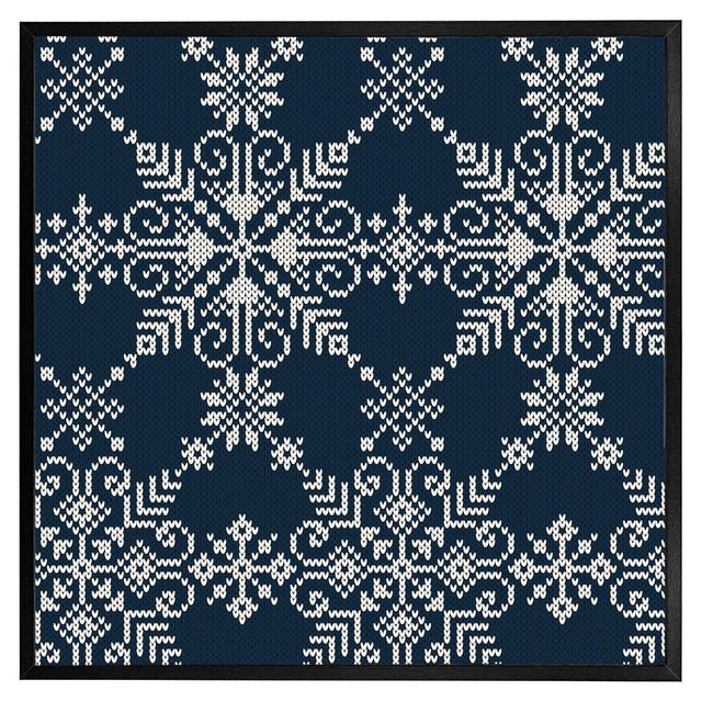 Canaseraga Knitted Of White Snowflakes - Print The Seasonal Aisle Frame Colour: Black, Size: 61cm H x 61cm W x 4cm D on Productcaster.