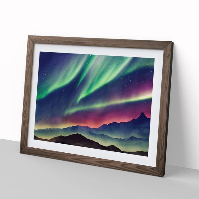 Watercolour Aurora Borealis Vol.6 - Picture Frame Painting Alpen Home Frame Colour: Walnut Framed, Size: 46cm H x 64cm W x 2cm D on Productcaster.