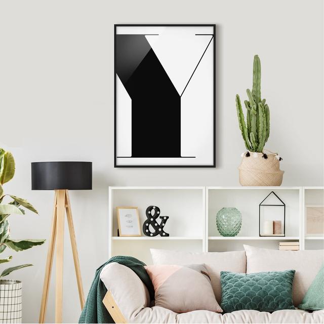 Antiqua Letter Y - Picture Frame Graphic Art Ebern Designs Frame Option: Black Framed, Size: 55cm H x 40cm W x 2cm D on Productcaster.