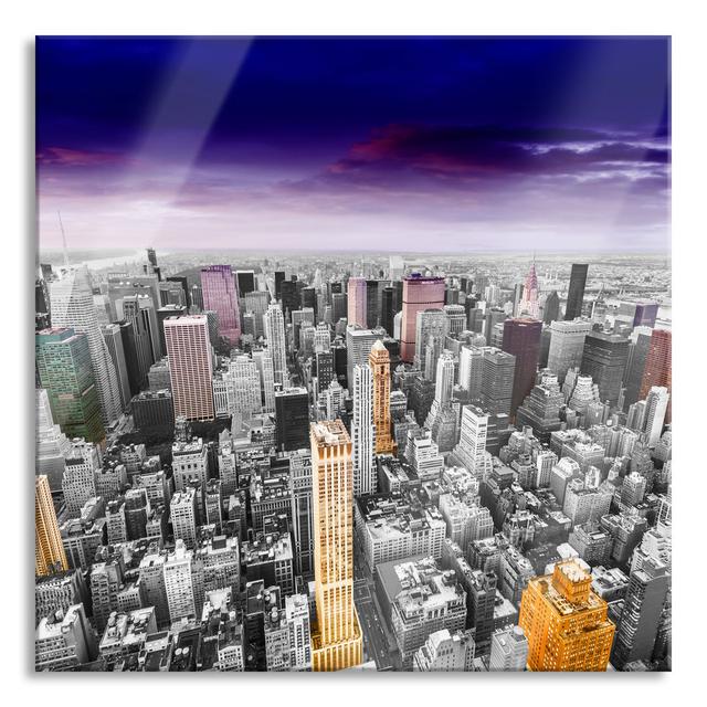 New York Skyline - No Frame Print on Glass Ebern Designs Size: 70cm H x 70cm W x 0.4cm D on Productcaster.