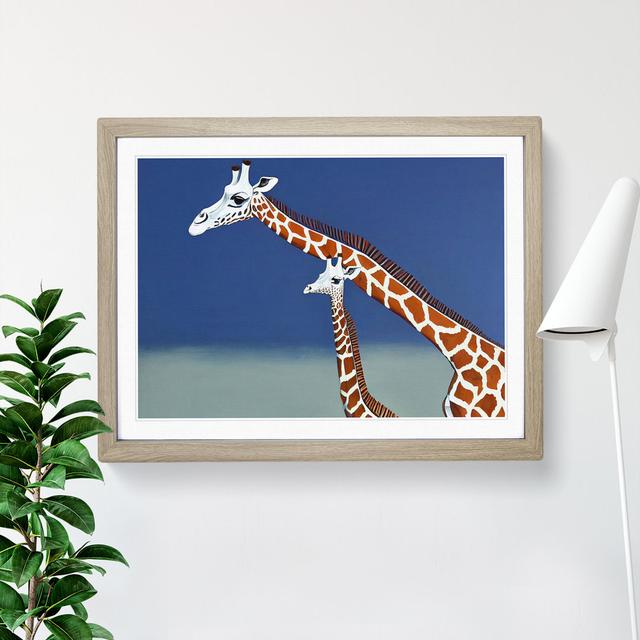 Mother And Baby Giraffe - Single Picture Frame Print World Menagerie Frame Colour: Oak Framed, Size: 25cm H x 34cm W x 2cm D on Productcaster.