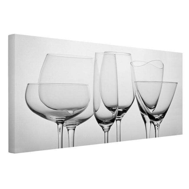 Elegant Glasses by Uwe Merkel Photograph Ebern Designs Format: Recycled Canvas 330g/m², Size: 40cm H x 80cm W on Productcaster.