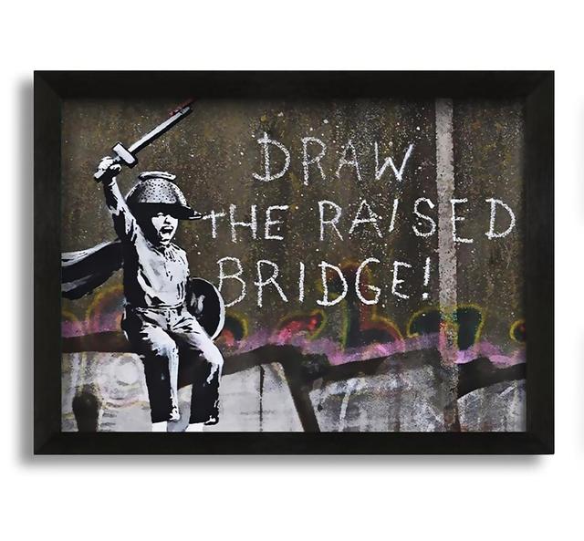 Draw the Raised Bridge Maturi Size: 60cm H x 84cm W x 10cm D, Format: Black Framed Canvas on Productcaster.