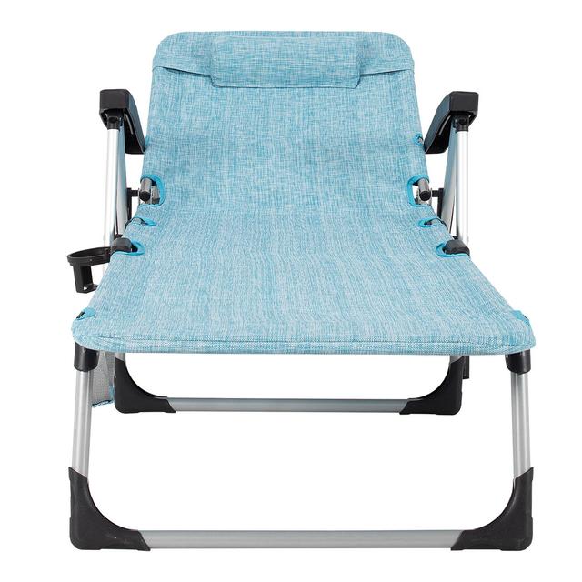 Agnija 190cm Long Reclining Single Sun Lounger Dakota Fields Colour (Fabric): Blue on Productcaster.