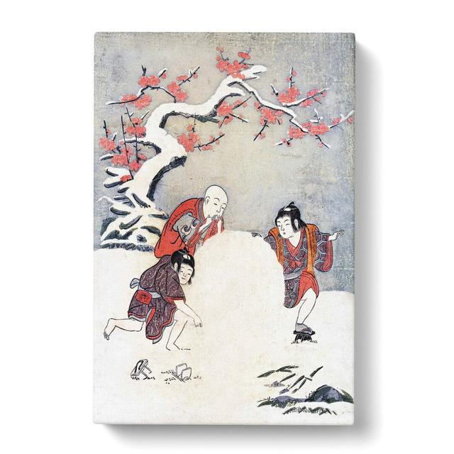 The Snow Ball by Harunobu Suzuki - Wrapped Canvas Painting Print East Urban Home Size: 60cm H x 40cm W x 3cm D on Productcaster.