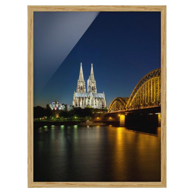 Cologne at Night - Picture Frame Graphic Art Ebern Designs Size: 70cm H x 50cm W x 2cm D, Frame Option: Brown Framed on Productcaster.