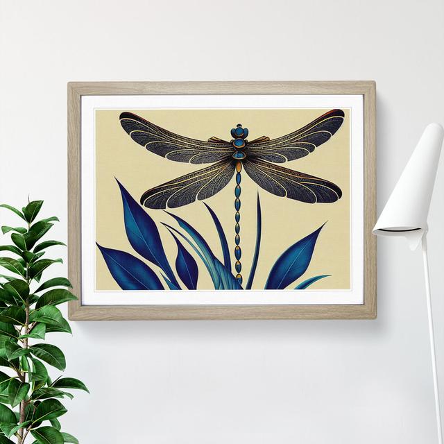 Dragonfly Art Deco - Single Picture Frame Print Brambly Cottage Frame Colour: Oak Framed, Size: 25cm H x 34cm W x 2cm D on Productcaster.