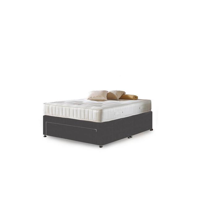 Asia Coilsprung Divan Bed Set Fairmont Park Size: Double (4'6), Storage Type: 2 Drawers, Colour: Steel Plush Velvet on Productcaster.