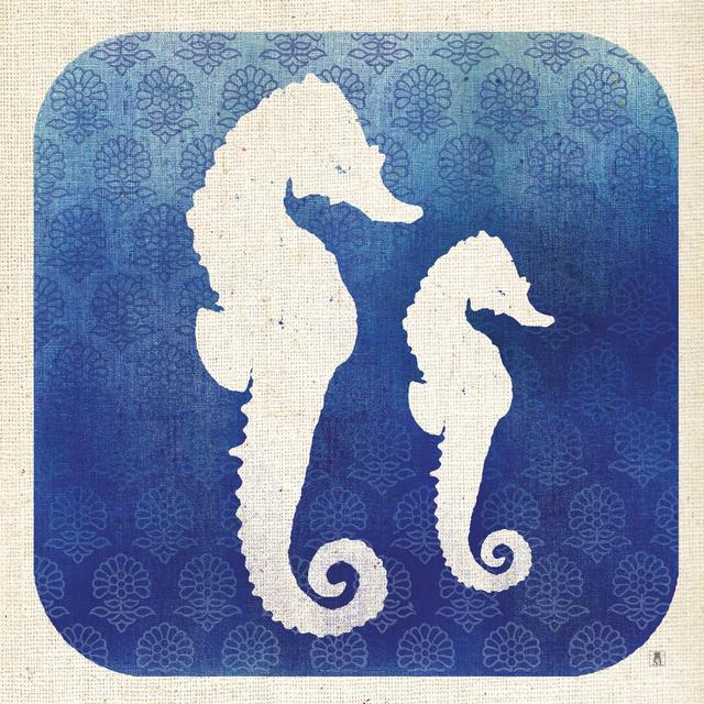 Watermark Seahorse by Studio Mousseau - Wrapped Canvas Painting Print Highland Dunes Size: 91cm H x 91cm W on Productcaster.