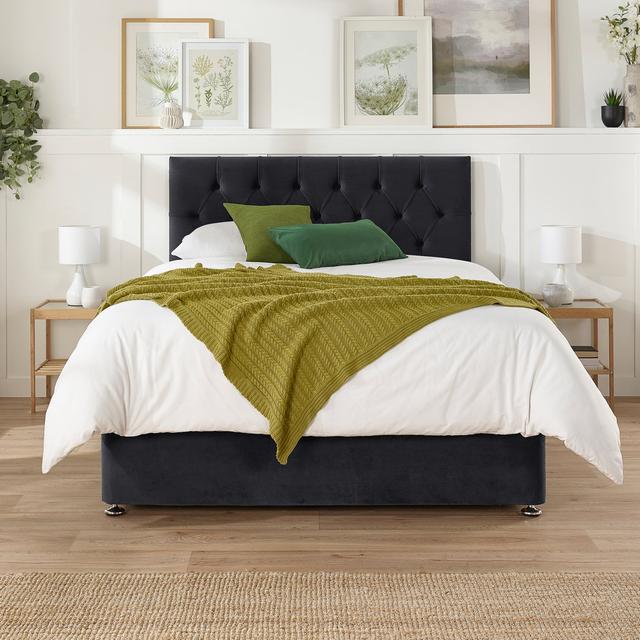 Orason Pocket Memory Divan Bed Set Rosdorf Park Size: Super King (6'), Storage Type: No Drawers, Colour: Onyx on Productcaster.