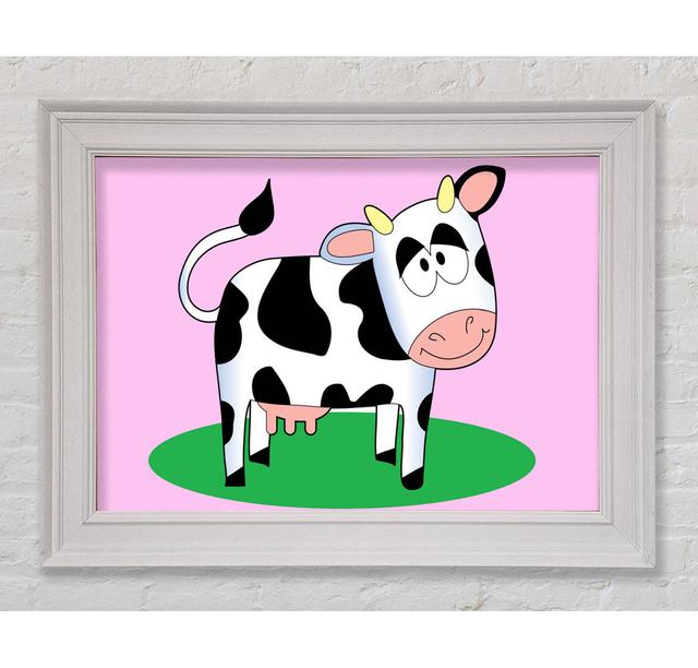 Happy Cow - Single Picture Frame Art Prints Bright Star Size: 29.7cm H x 42cm W x 8cm D, Colour: Pink on Productcaster.