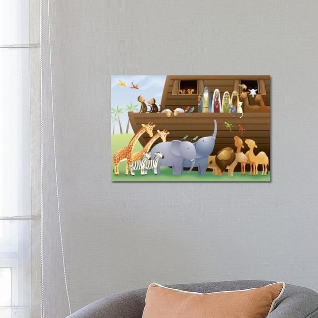 Noah's Ark - Print on Canvas East Urban Home Size: 45.72cm H x 66.04cm W x 3.81cm D, Frame Option: Black Framed on Productcaster.