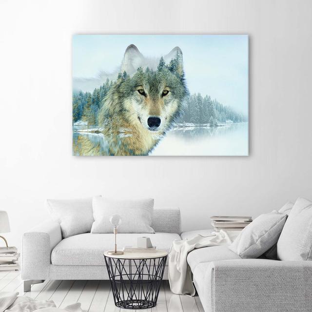 Leinwandbild Wolf Animal Nature Union Rustic Größe: 80 cm H x 120 cm B x 2 cm T on Productcaster.