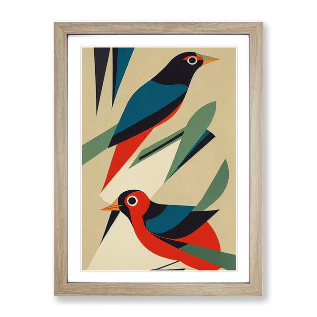 Pair of Birds No.3 Abstract Marlow Home Co. Size: 36cm H x 27cm W, Format: Oak Framed on Productcaster.