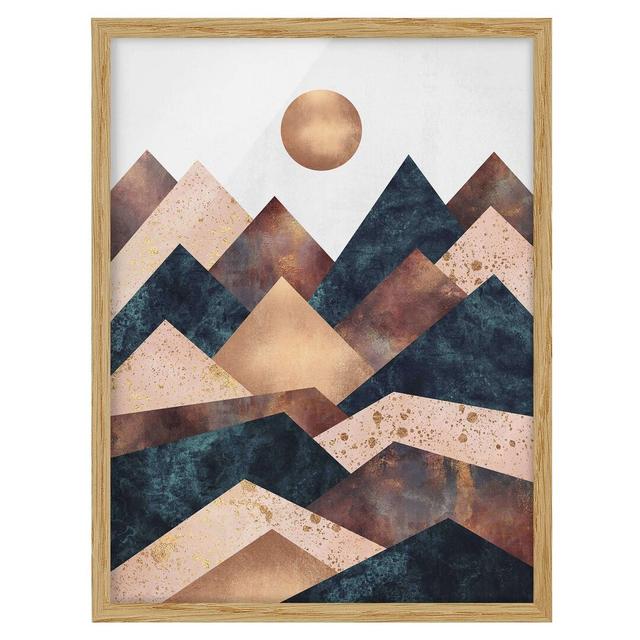 Geometric Mountains Bronze - Picture Frame Graphic Art Canora Grey Frame Option: Brown Framed, Size: 55cm H x 40cm W x 2cm D on Productcaster.