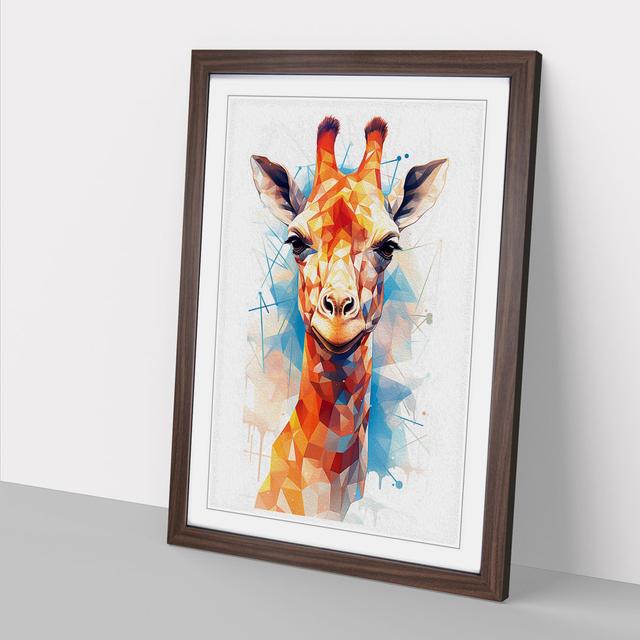 Giraffe Geometric - Single Picture Frame Art Prints on Wood Latitude Vive Format: Walnut, Size: 34cm H x 25cm W x 2cm D on Productcaster.