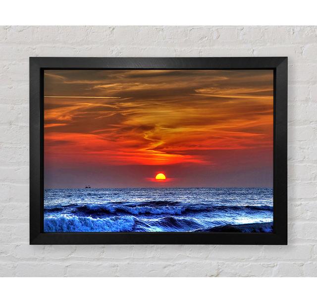 Sunset On The Beach Framed Print Wall Art Highland Dunes Size: 100cm H x 141.4cm W x 3.4cm D, Format: Black Framed Paper on Productcaster.