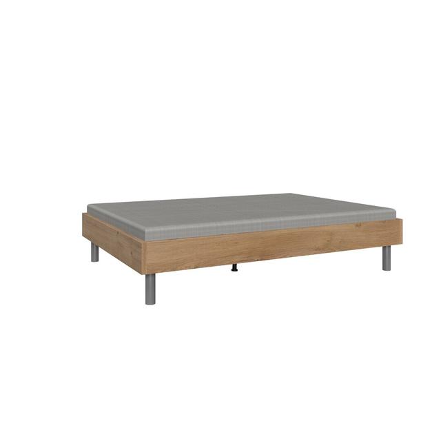 Bett Aguero, 100 x 200 cm Zipcode Design Liegefläche: 120 cm x 210 cm, Farbe: Beton on Productcaster.