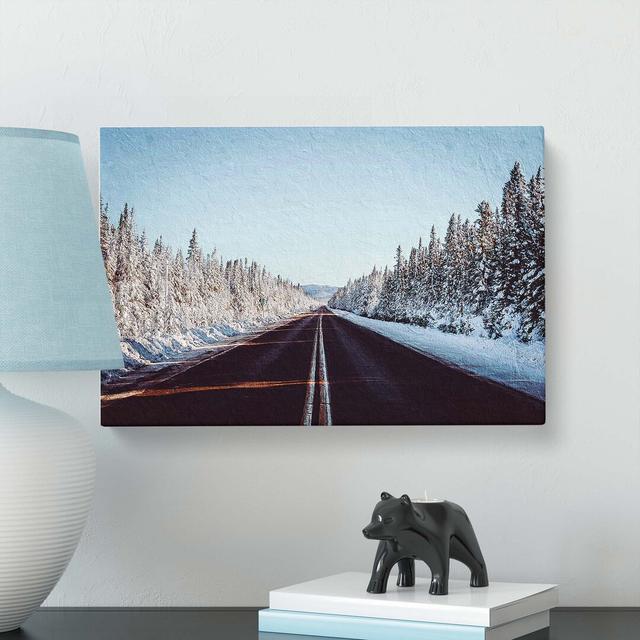 Road Through a Forest in Canada - Wrapped Canvas Painting Print East Urban Home Size: 40cm H x 60cm W x 3cm D on Productcaster.