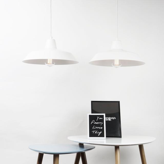 Cinco Basic 2 -Light Dome Pendant Bulb Attack Shade Colour: White, Base Finish: White on Productcaster.