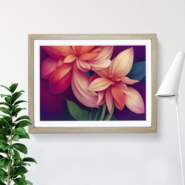 Artistic Modern Flowers - Single Picture Frame Print Marlow Home Co. Frame Colour: Oak Framed, Size: 46cm H x 64cm W x 2cm D on Productcaster.