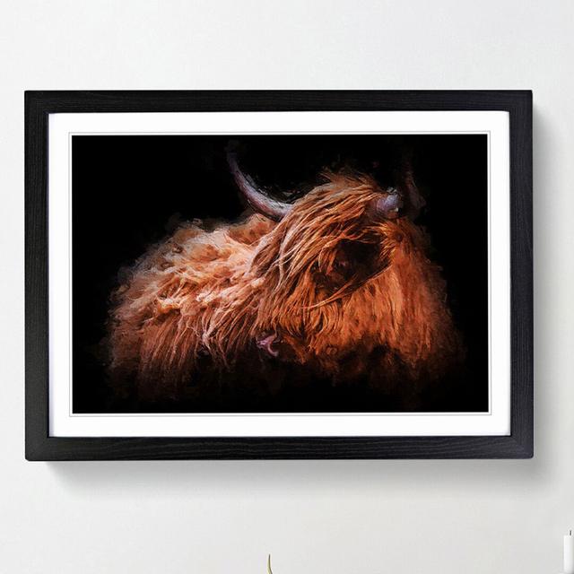 Highland Cow in the Shadows - Picture Frame Painting Print on MDF East Urban Home Frame Option: Black Framed, Size: 48cm H x 65cm W x 2cm D on Productcaster.