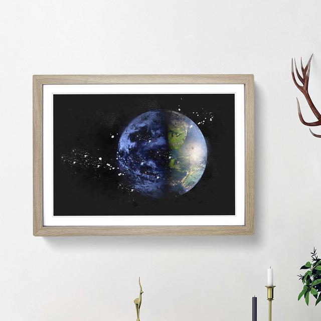 Blue Planet Earth - Picture Frame Painting Print East Urban Home Size: 45cm H x 63cm W x 2cm D, Frame Option: Oak Framed on Productcaster.