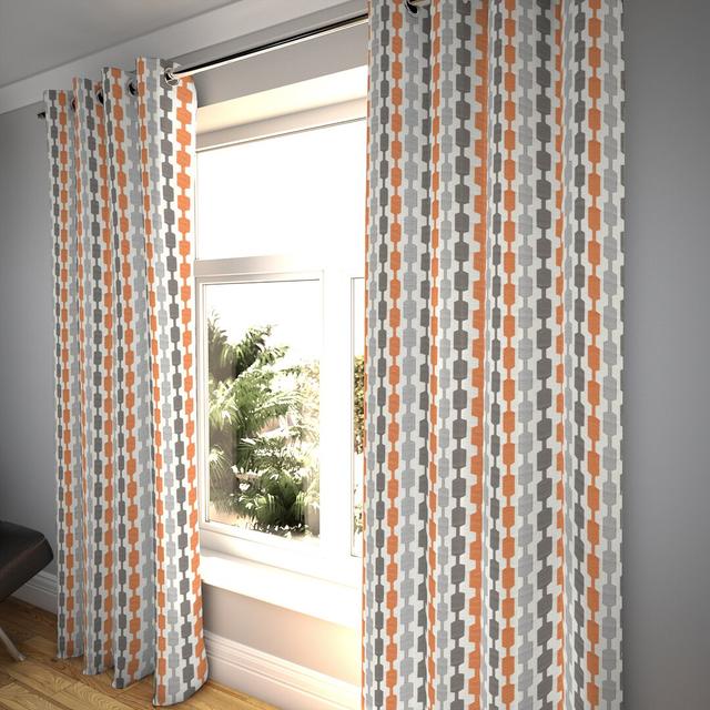 Annet Polyester Blackout Grommet / Eyelet Curtain Pair (Set of 2) 17 Stories Panel Size: 228 W x 137 D cm, Colour: Orange/Grey on Productcaster.