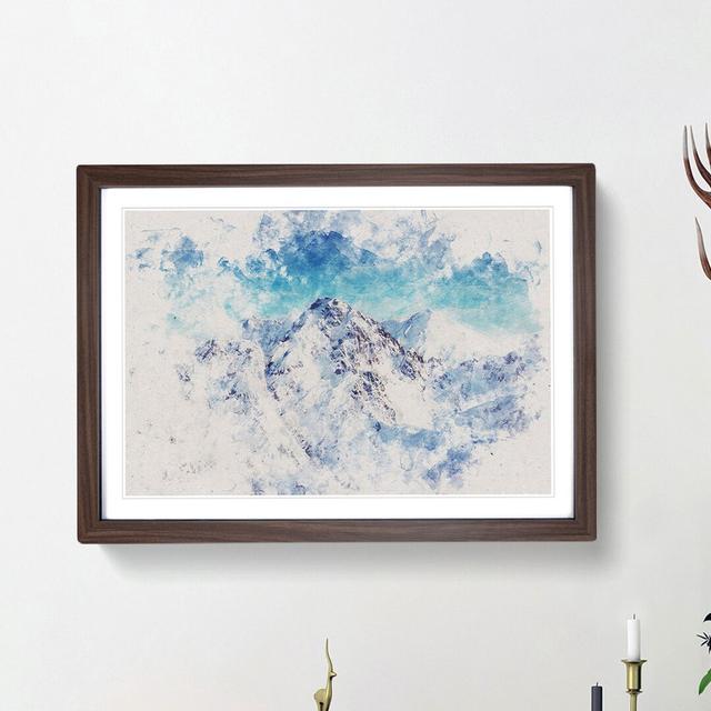 The Alps in Austria Watercolour - Picture Frame Graphic Art Print East Urban Home Size: 45cm H x 63cm W x 2cm D, Frame Option: Walnut Framed on Productcaster.