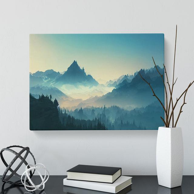 Attractive Winter Mountains - Wrapped Canvas Painting Alpen Home Size: 40cm H x 60cm W x 3cm D on Productcaster.